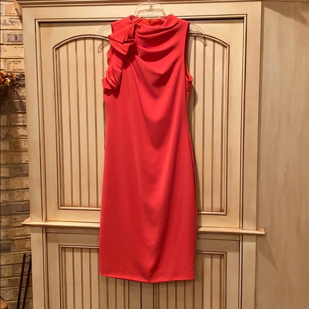 Badgley Mischka Ruffled Cutout Back